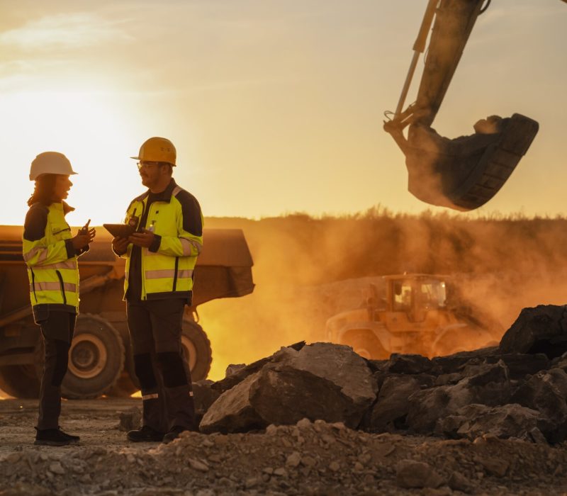 Cinematic,Golden,Hour,Shot,Of,Construction,Site:,Caucasian,Male,Civil